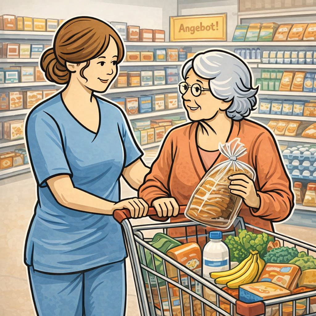 Liebevolle Betreuung einer Seniorin